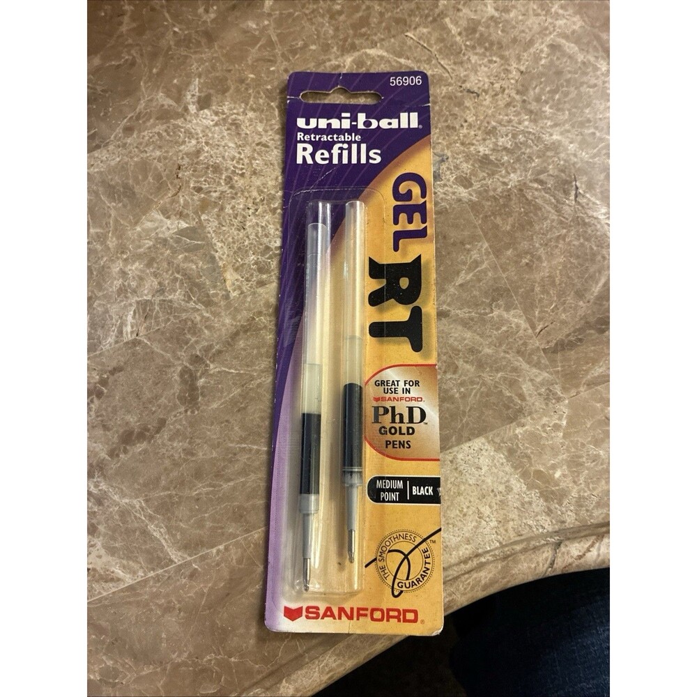 Sanford Uni Ball Gel RT Refills Black Ink New, 2/Pack medium 0.7MM